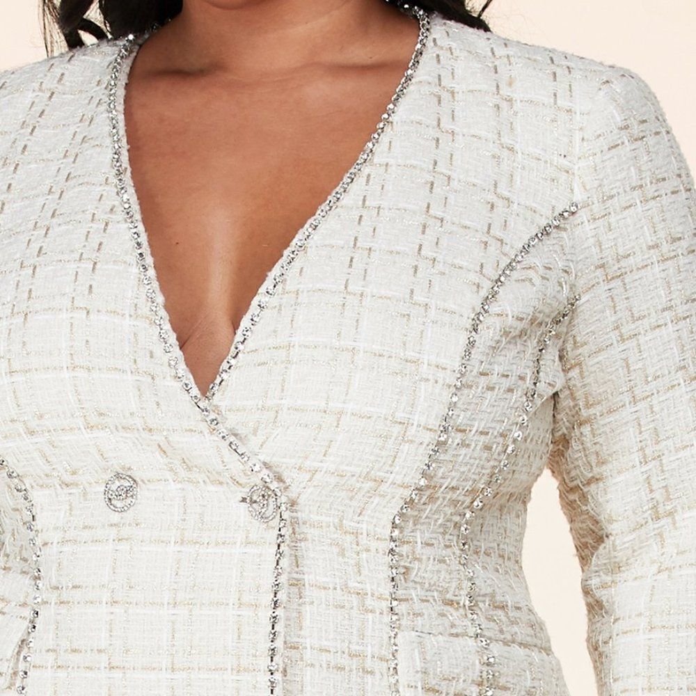 Ivory Tweed Plus Size Blazer Dress L’atise by Amy - Picture 5 of 7